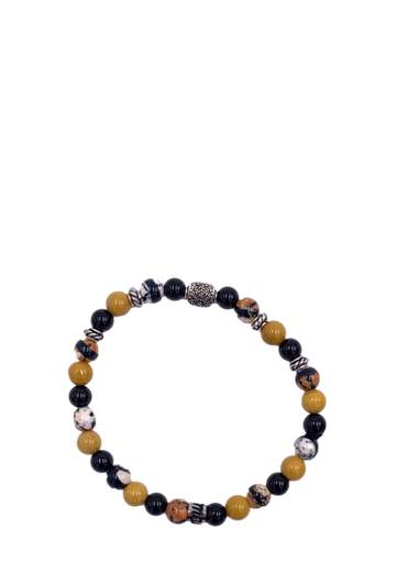 MANCINO BRACCIALE BICOLORE ELASTICO CON PIETRE NATURALI 6MM