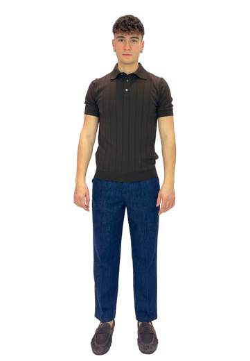 FILIPPO DE LAURENTIIS POLO A COSTE IN CREPE DI COTONE