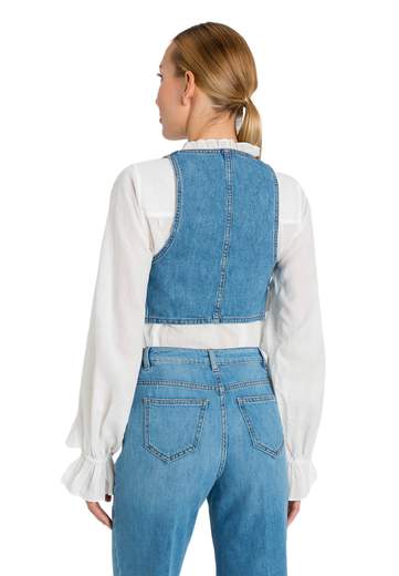 TWINSET GILET FITTED IN DENIM
