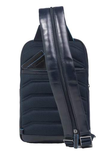 PIQUADRO MONOSPALLA IN PELLE BLUE SQUARE