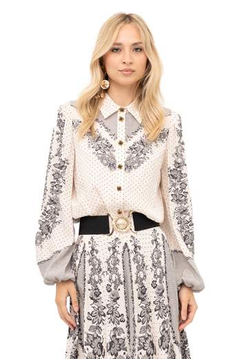 TWINSET CAMICIA STAMPA PIZZO E FIORI