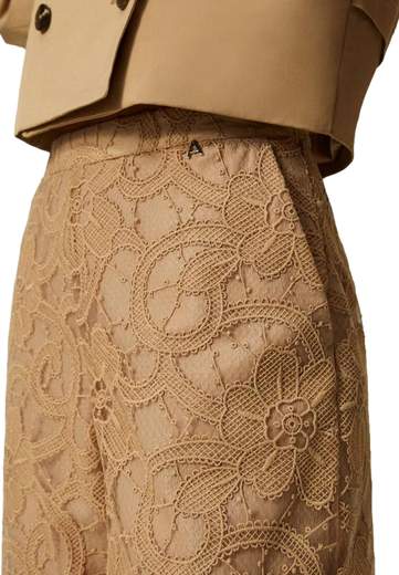 TWINSET ACTITUDE PANTALONI CROPPED IN ORGANZA RICAMATA