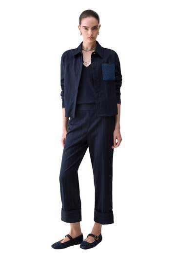 LIU JO PANTALONE GESSATO LUREX CON RISVOLTO