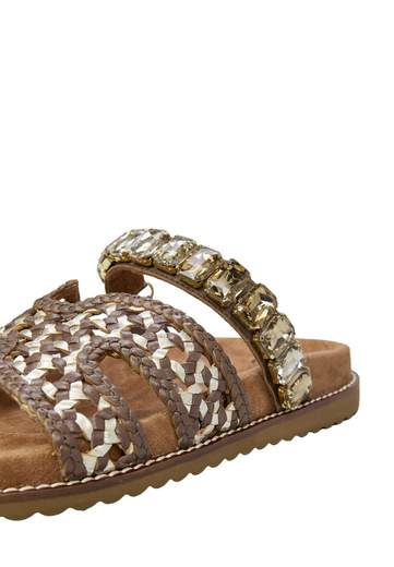 OVYE SANDALO CON STRASS E INTRECCIO