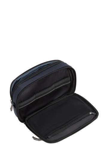 PIQUADRO POCHETTE IN PELLE E TESSUTO