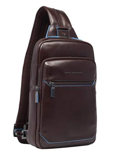 PIQUADRO MONOSPALLA IN PELLE BLUE SQUARE