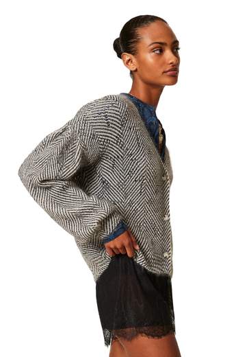TWINSET CARDIGAN DOPPIO USO IN MOHAIR STAMPATO