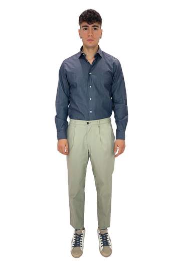AIBURAI PANTALONI NARCISO CON UNA PENCE IN TECK COTTON