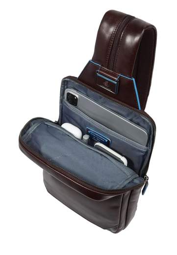 PIQUADRO MONOSPALLA IN PELLE BLUE SQUARE