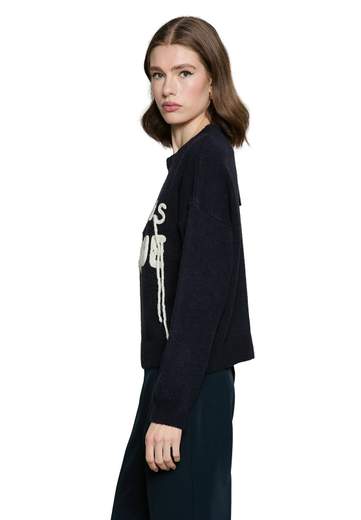 RELISH MAGLIA PINIA CON SCRITTA RICAMO