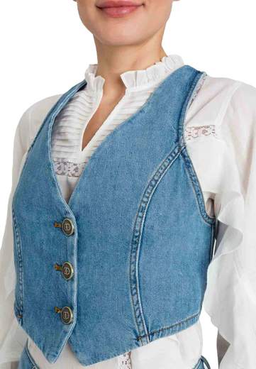 TWINSET GILET FITTED IN DENIM
