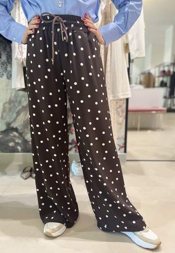 MOTEL PANTALONE PALAZZO CON ELASTICO IN VITA A POIS