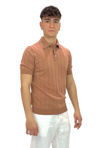 FILIPPO DE LAURENTIIS POLO A COSTE IN CREPE DI COTONE