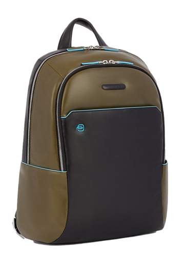 PIQUADRO ZAINO PICCOLO PC 14'' IN PELLE BLUE SQUARE