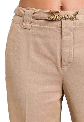 TWINSET PANTALONI CON RISVOLTO E CINTURA