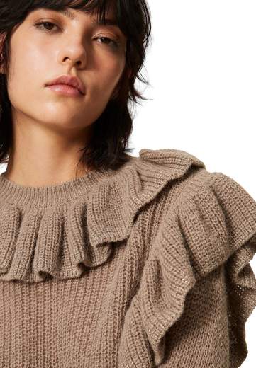 TWINSET MAGLIA GIROCOLLO CON ROUCHES