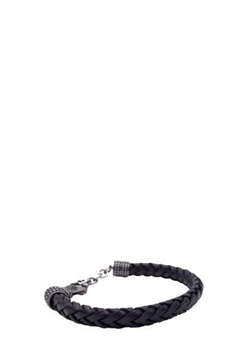 MANCINO BRACCIALE TRECCIA PELLE