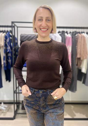 RELISH MAGLIA AVETRAZ GIROCOLLO CON STRASS