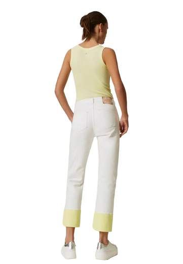 TWINSET ACTITUDE PANTALONI IN BULL CON RISVOLTO