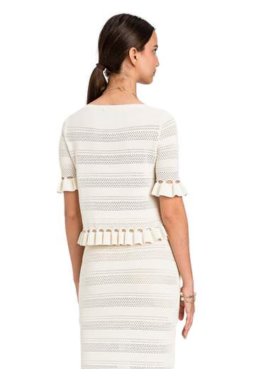 TWINSET MAGLIA PUNZONATA CON VOLANT