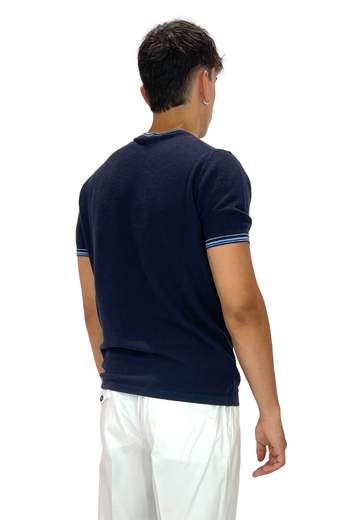 PEOPLE OF SHIBUYA T-SHIRT IN MAGLIA TRICOT CON BORDI A CONTRASTO