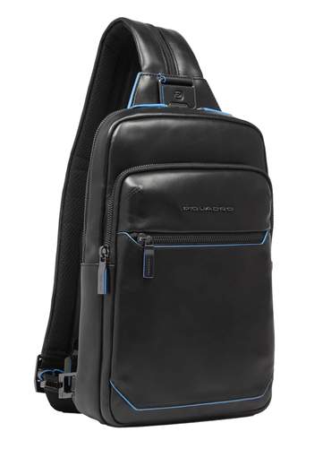 PIQUADRO MONOSPALLA IN PELLE BLUE SQUARE