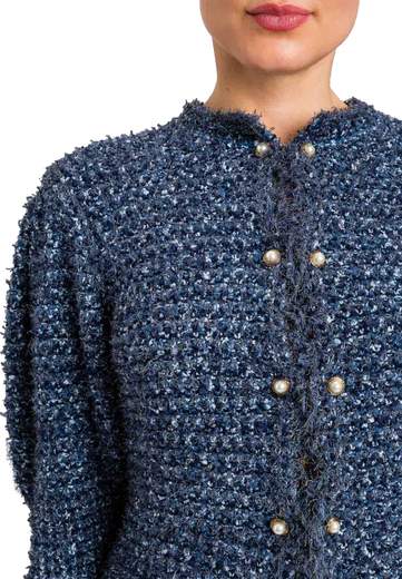 TWINSET GIACCA FITTED IN MAGLIA JACQUARD CON LUREX