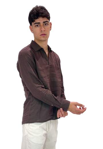 SAINT BARTH POLO SKIPPER SENZA BOTTONI IN LINO