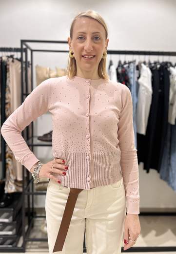 RELISH CARDIGAN MOSS CON APPLICAZIONI STRASS