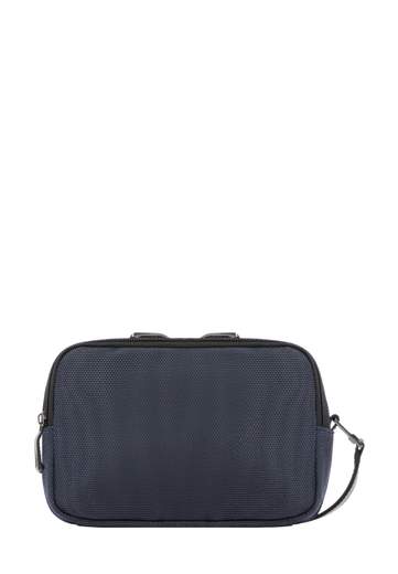 PIQUADRO POCHETTE IN PELLE E TESSUTO