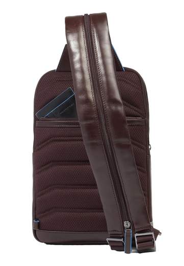 PIQUADRO MONOSPALLA IN PELLE BLUE SQUARE