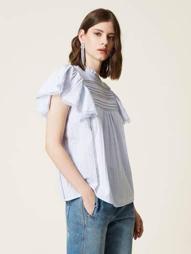 TWINSET BLUSA IN MUSSOLA CON PIZZO
