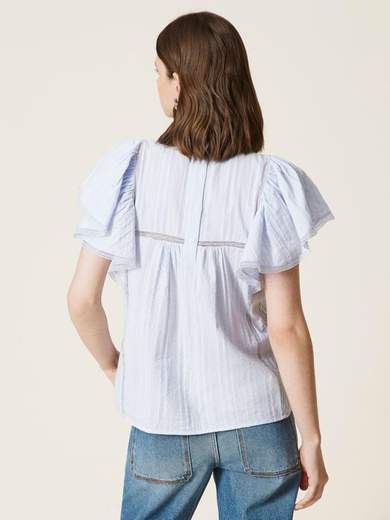 TWINSET BLUSA IN MUSSOLA CON PIZZO
