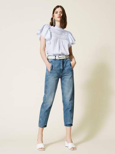 TWINSET BLUSA IN MUSSOLA CON PIZZO