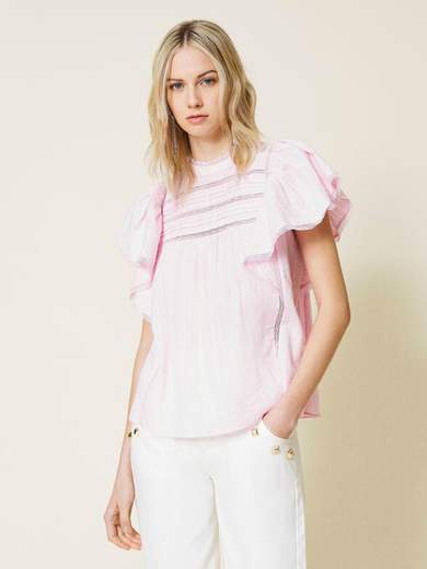 TWINSET BLUSA IN MUSSOLA CON PIZZO