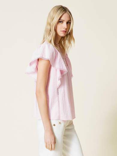 TWINSET BLUSA IN MUSSOLA CON PIZZO
