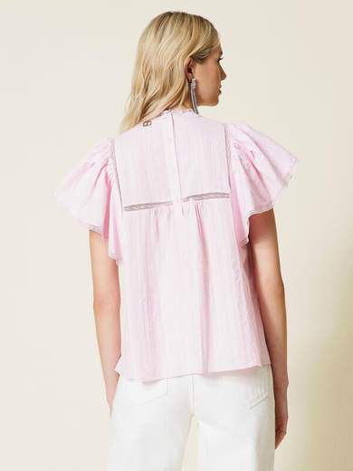 TWINSET BLUSA IN MUSSOLA CON PIZZO