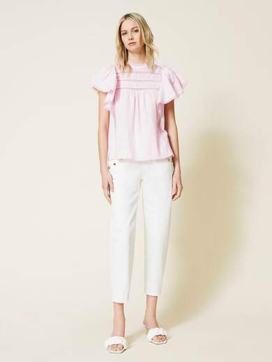 TWINSET BLUSA IN MUSSOLA CON PIZZO
