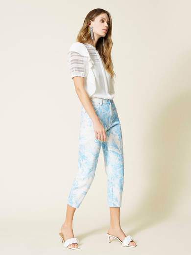 TWINSET BLUSA CON PIZZO E VOLANT