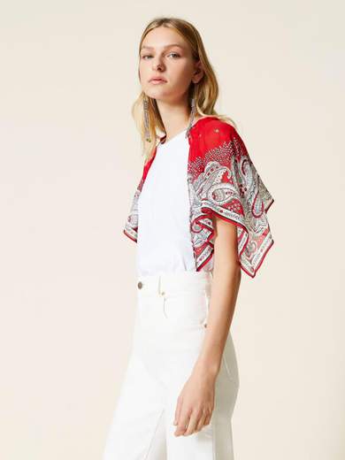 TWINSET T-SHIRT CON MANICHE STAMPA BANDANA