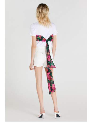 PATRIZIA PEPE T-SHIRT CON INSERTO IN CHIFFON