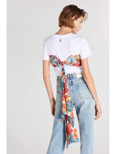PATRIZIA PEPE T-SHIRT CON INSERTO IN CHIFFON