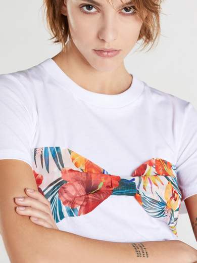 PATRIZIA PEPE T-SHIRT CON INSERTO IN CHIFFON
