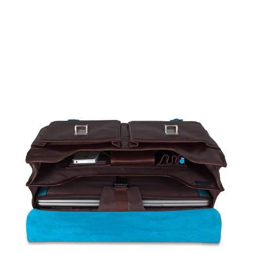 PIQUADRO CARTELLA 2 MANICI E TASCHE BLUE SQUARE
