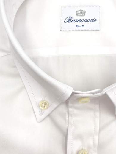 BRANCACCIO CAMICIA BOUTTON DOWN TINTA UNITA BIANCO