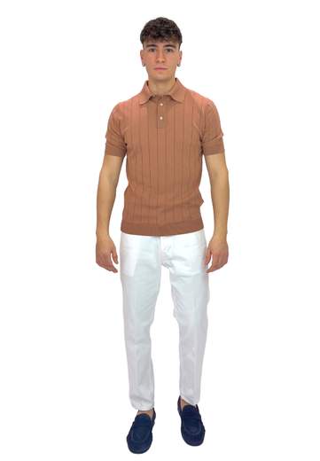 FILIPPO DE LAURENTIIS POLO A COSTE IN CREPE DI COTONE