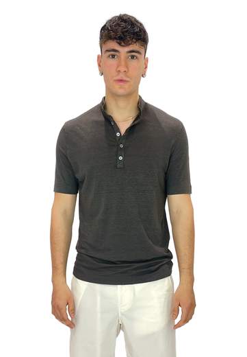 FILIPPO DE LAURENTIIS CAMICIA COREANA MANICA CORTA IN LINO