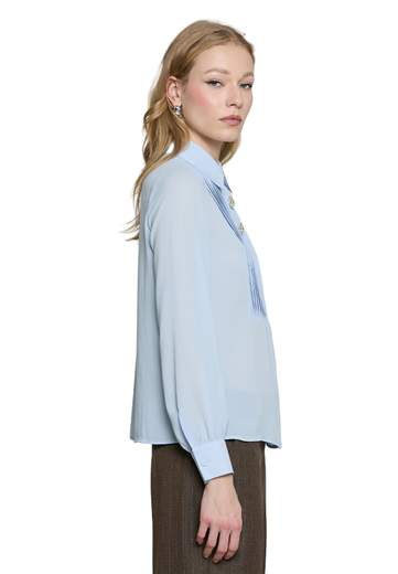 RELISH CAMICIA BARELA PLISSE' CON BOTTONI GIOIELLO