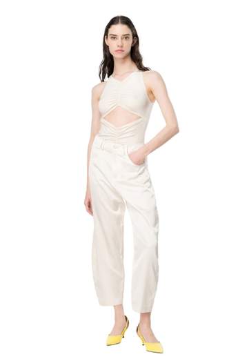 PINKO PANTALONE BARREL LEG IN SATIN