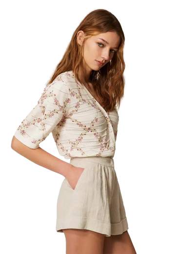 TWINSET CARDIGAN IN MAGLIA STAMPATO